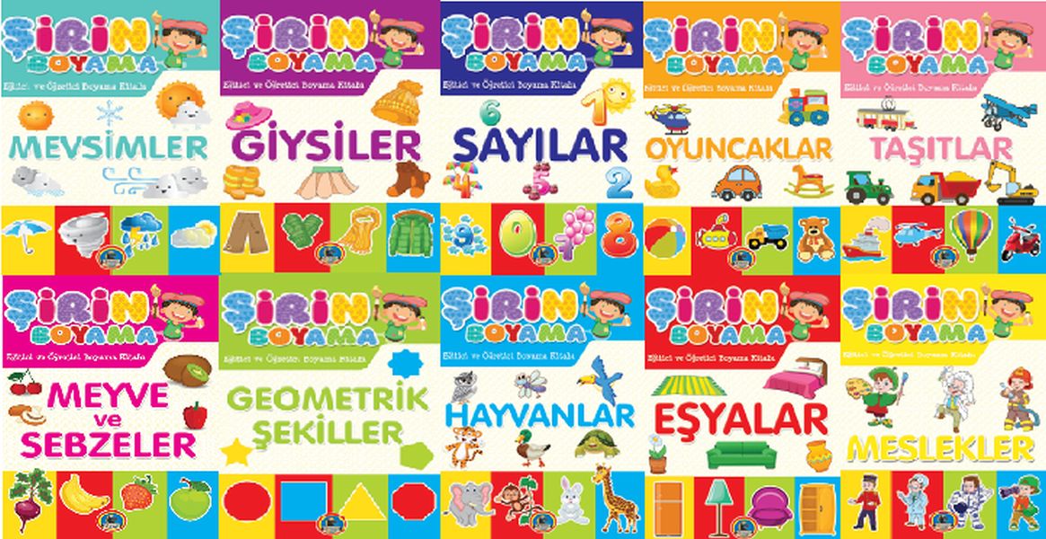 Şirin Boyama Seti  Eğitici ve Öğretici Boyama Kitapları 10 Kitap