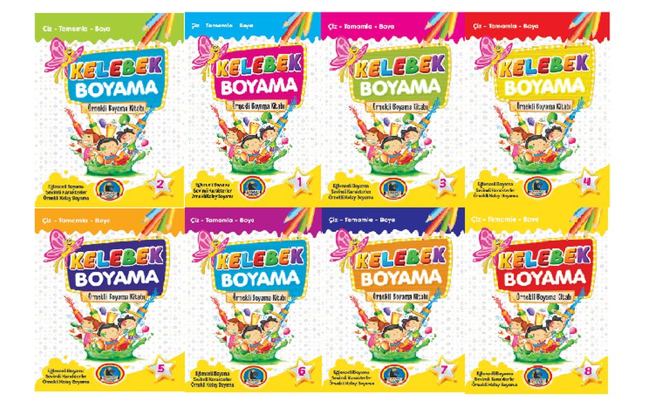 Kelebek Boyama Kitapları  Örnekli Boyama 8 Kitap