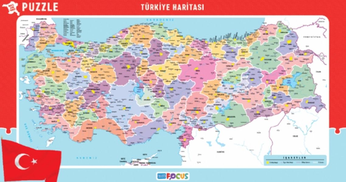 Blue Focus Büyük Boy Türkiye Haritası  Frame Puzzle