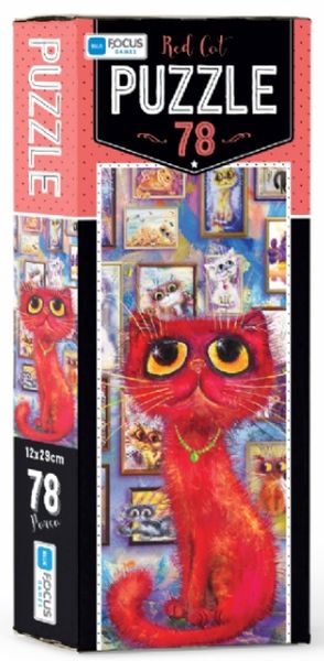 Blue Focus Red Cat  Puzzle 78 Parça