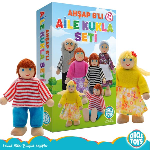 Ahşap 6lı Aile Kukla Seti