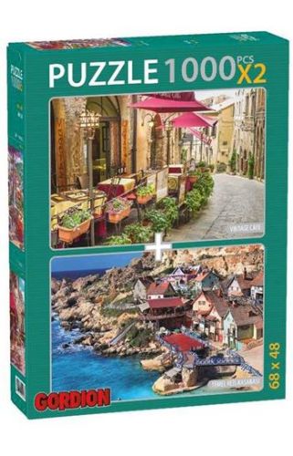 Vintage Cafe + Temel Reis Kasabası  2x1000 Parça Puzzle 40144