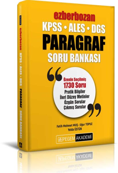 Pegem Akademi 2020 KPSS ALES DGS Ezberbozan Paragraf Soru Bankası Yeni