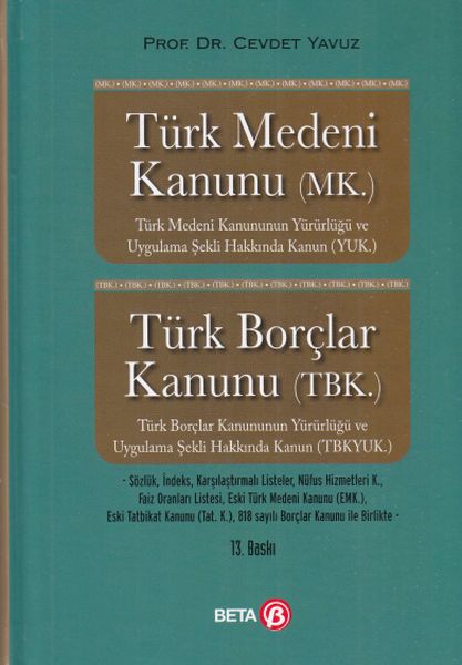 Türk Medeni Kanunu Türk Borçlar Kanunu Ciltli