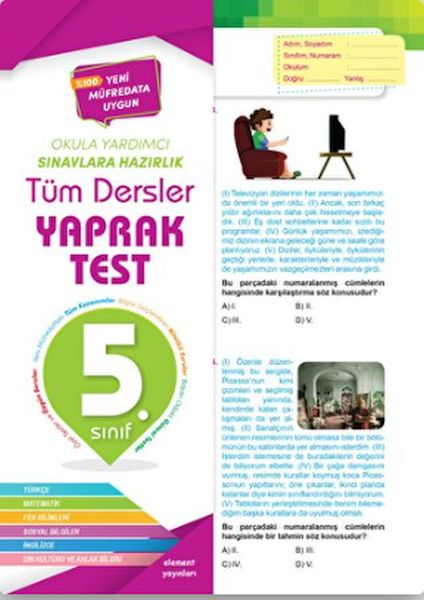 5 Sınıf Tüm Dersler Yaprak Test