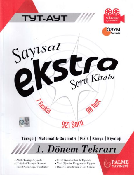 Palme 2021 TYTAYT Sayısal Ekstra Soru Kitabı  1 Dönem Tekrarı