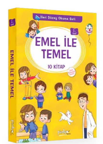 1 Sınıf Emel İle Temel Serisi  İleri Düzey Okuma Seti  10 Kitaplık Set