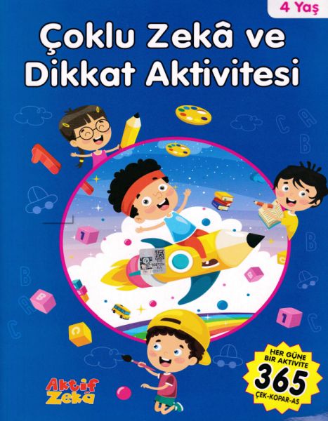 4 Yaş Çoklu Zeka ve Dikkat Aktivitesi  Mavi Kitap
