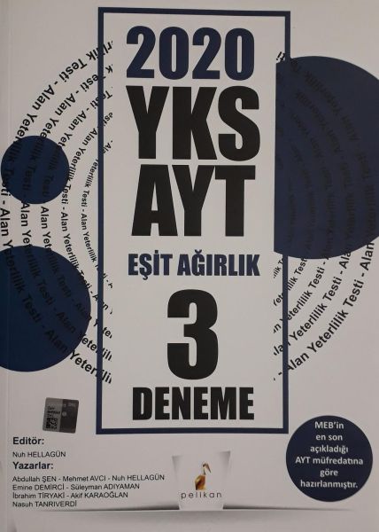 Pelikan 2020 YKS AYT Eşit Ağırlık 3 Deneme Yeni