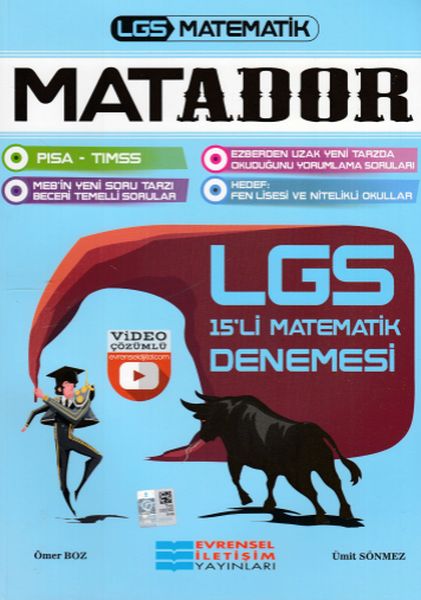 Evrensel LGS Matador Matematik Video Çözümlü Deneme Sınavı 15 Adet Yeni