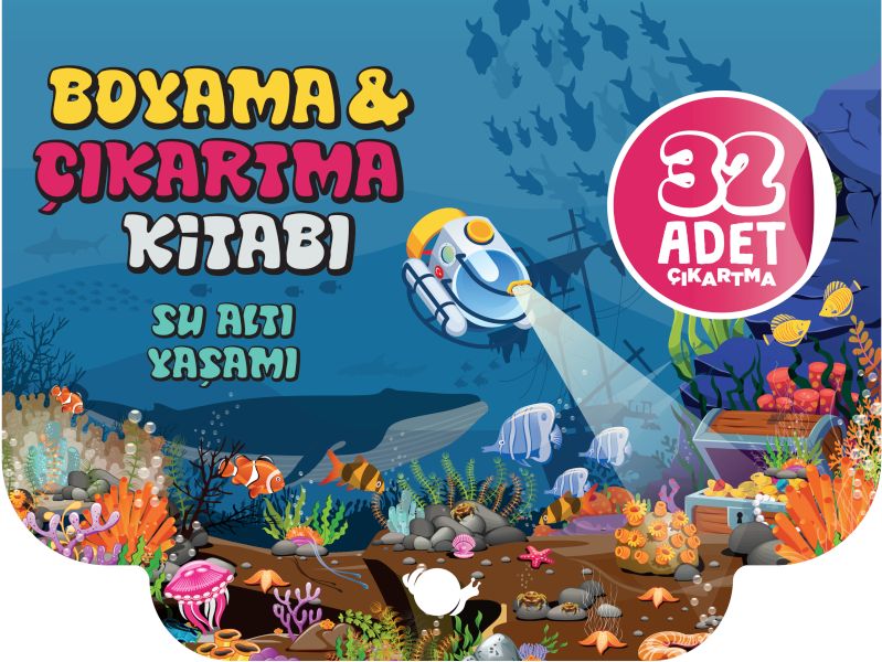 Su Altı Yaşamı  Boyama ve Çıkartma Kitabı