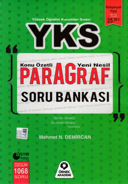 Örnek Akademi YKS Paragraf Konu Özetli Soru Bankası Yeni