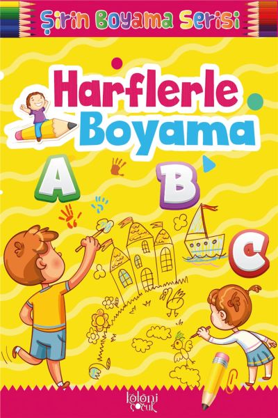 Çocuklar için Okul Öncesi Şirin Boyama Kitabı  Harflerle Boyama