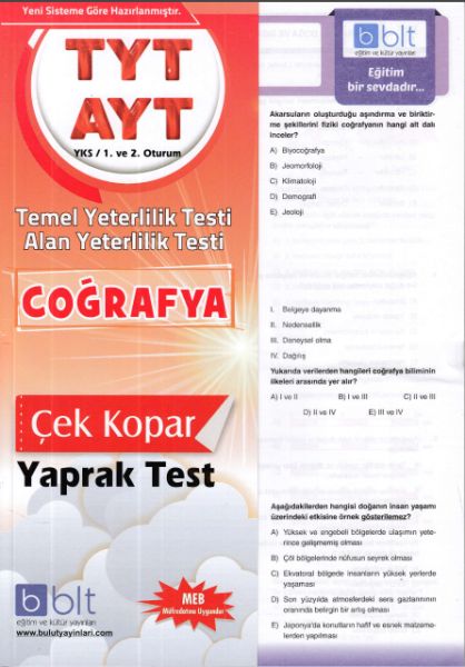 Bulut TYT AYT Coğrafya Yaprak Test 1 ve 2 Oturum Yeni