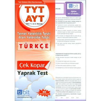 Bulut TYT AYT Türkçe Yaprak Test 1 ve 2 Oturum Yeni